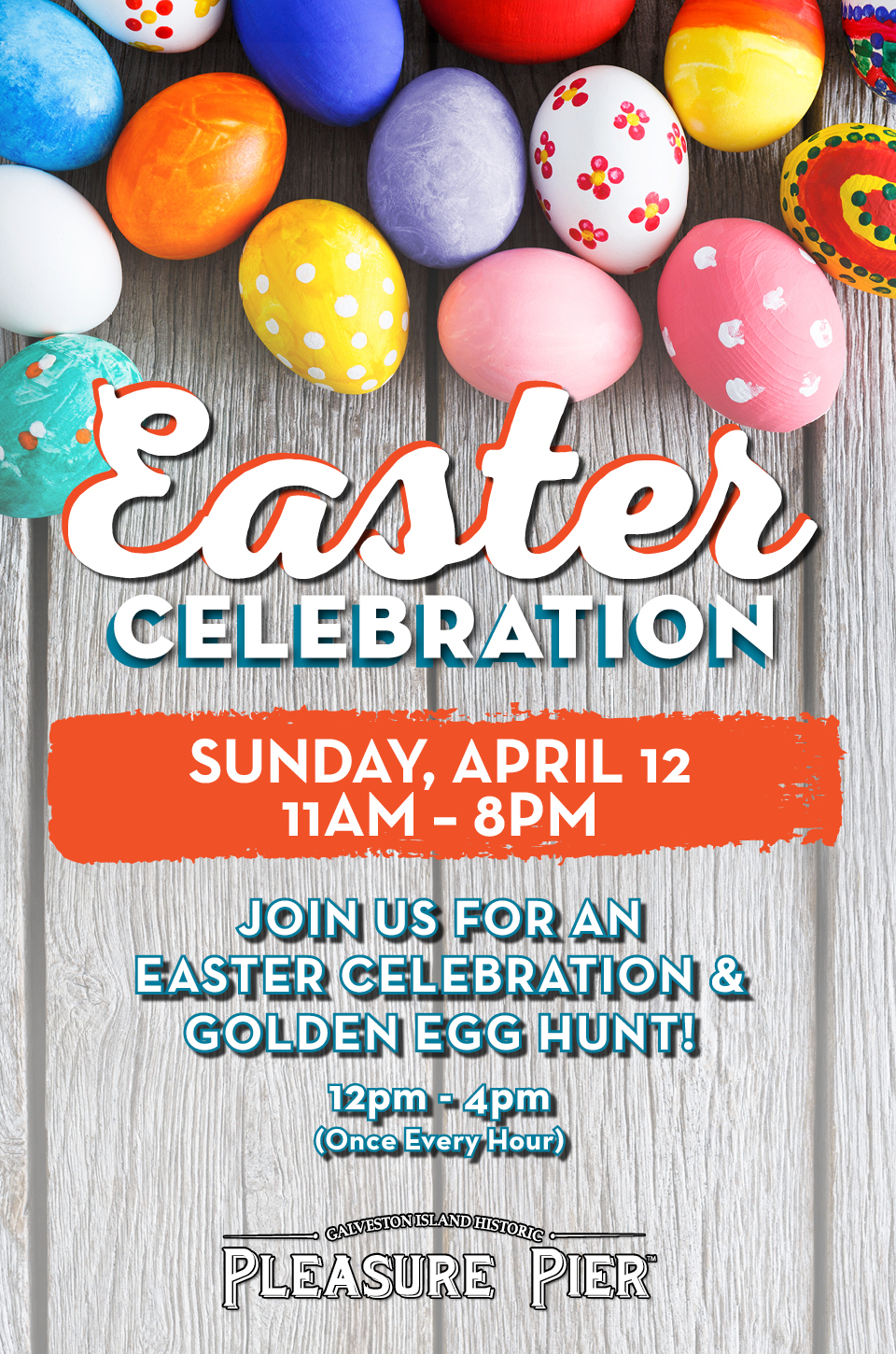 Easter Celebration Sunday April 12th. Join us for an easter celebration and golden egg hunt!