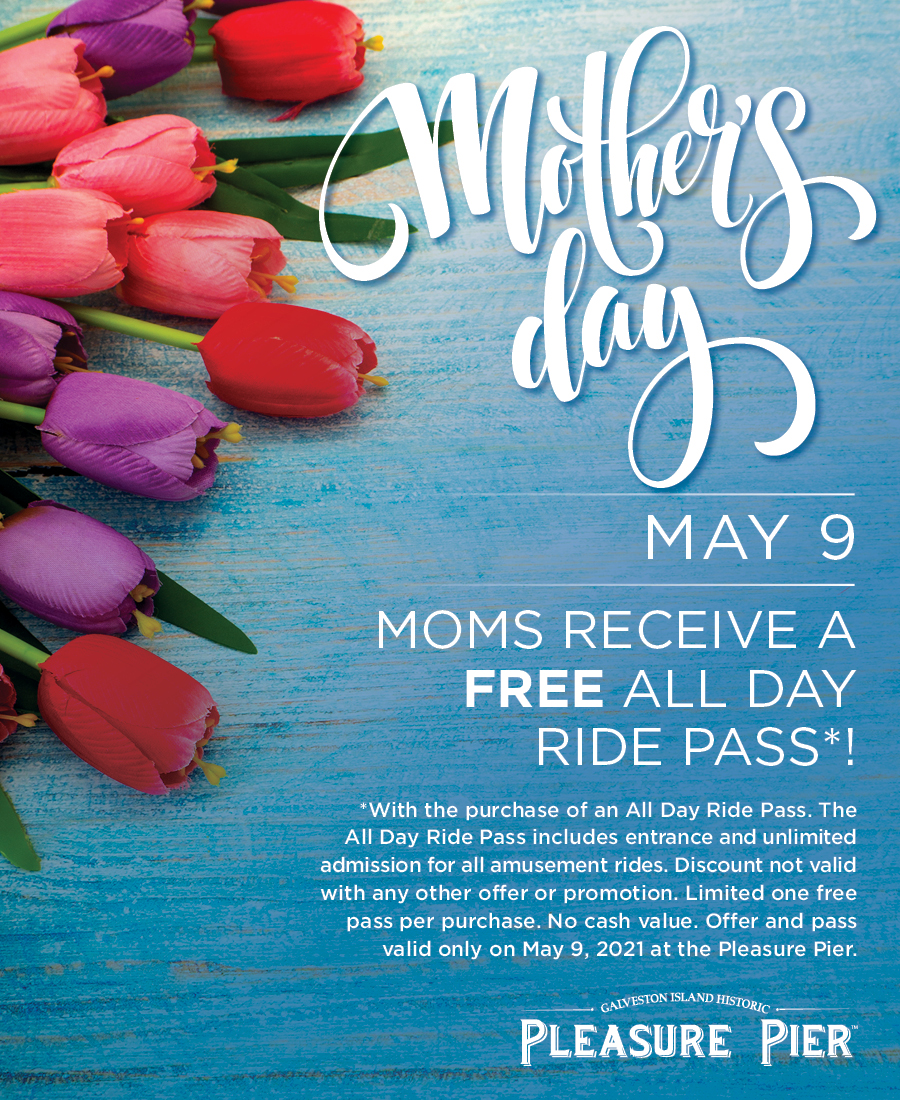 Mother's Day on May 12th. Moms receive a free all day ride pass.