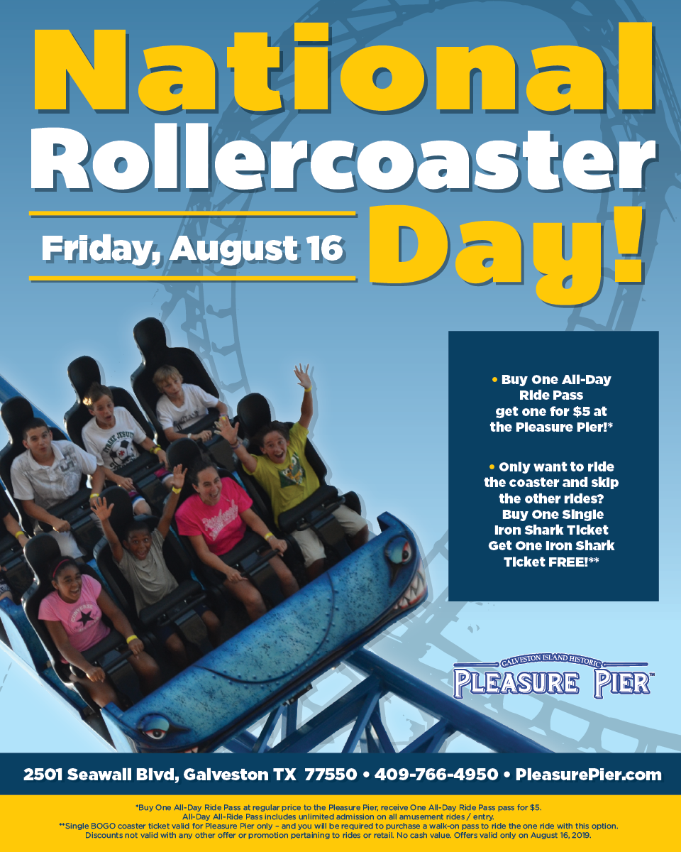 National Rollercoaster Day - Friday, August 16th at the Pleasure Pier