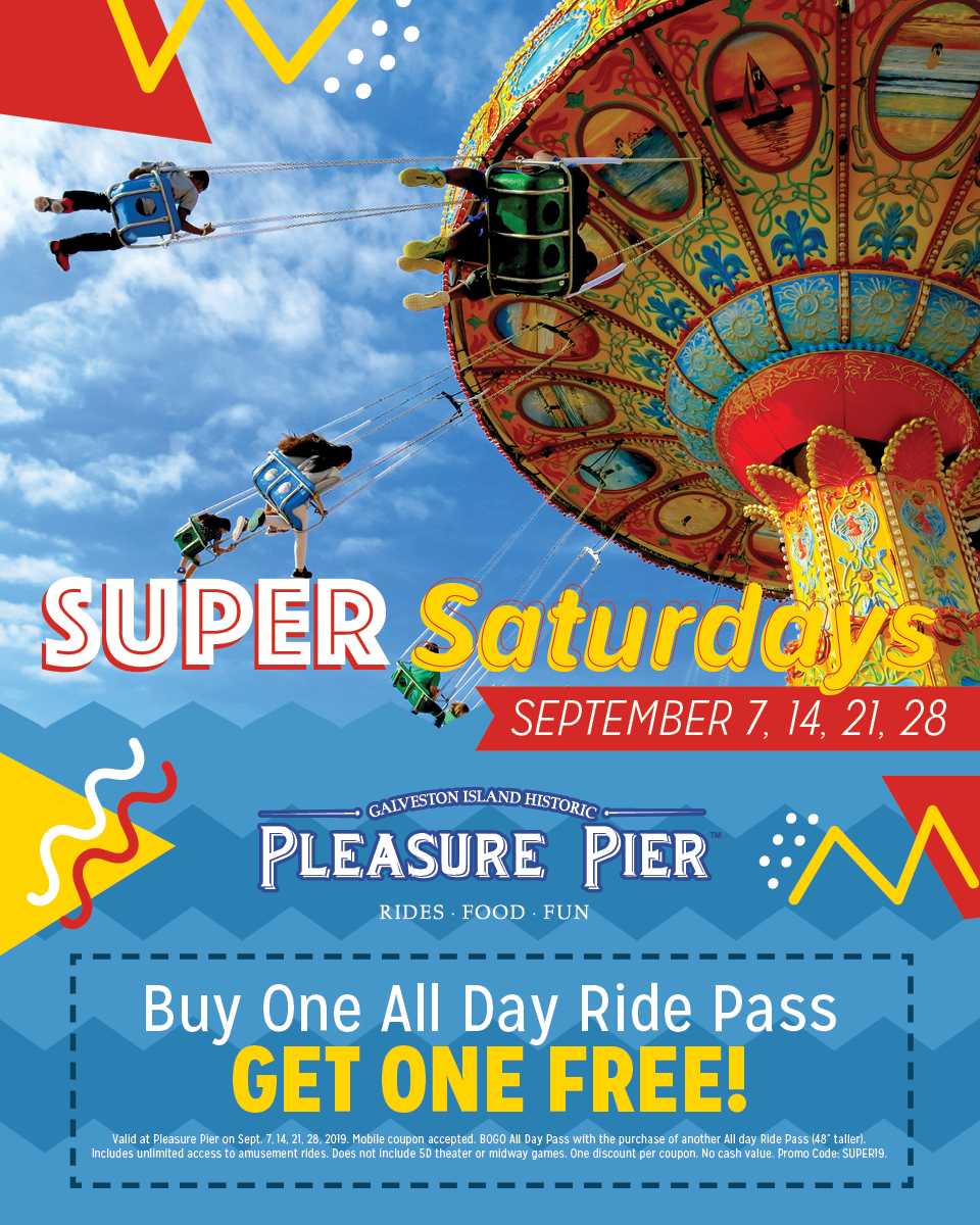 Super Saturdays - BOGO free all day ride passes on Saturdays in September.
