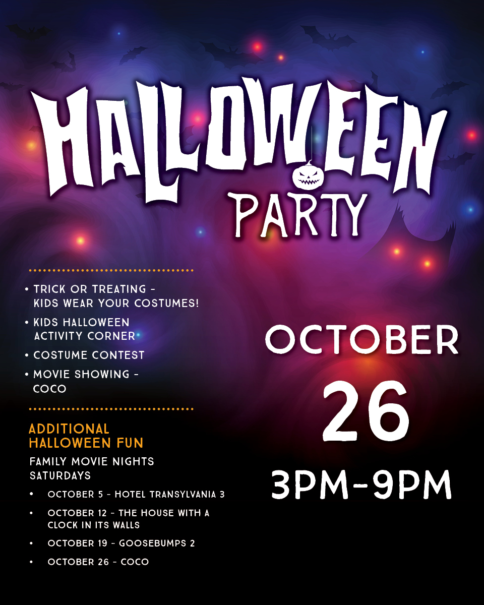 Halloween Party, October 26th 2019, 3pm to 9pm